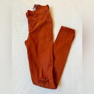 🌟 FashionNova Skinny Jeans - Size 24 - High Waist, Burnt Orange, Worn 2 Times
